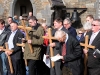 Achill parishioners holding the crosses before placing them on the Achill Mission Graves at St Thomas's Church in Dugort Achill Co Mayo. Picture; Frank Dolan.